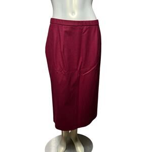 Pendleton Classic Burgundy 100% Virgin Wool Midi Pencil Skirt USA Size 14
